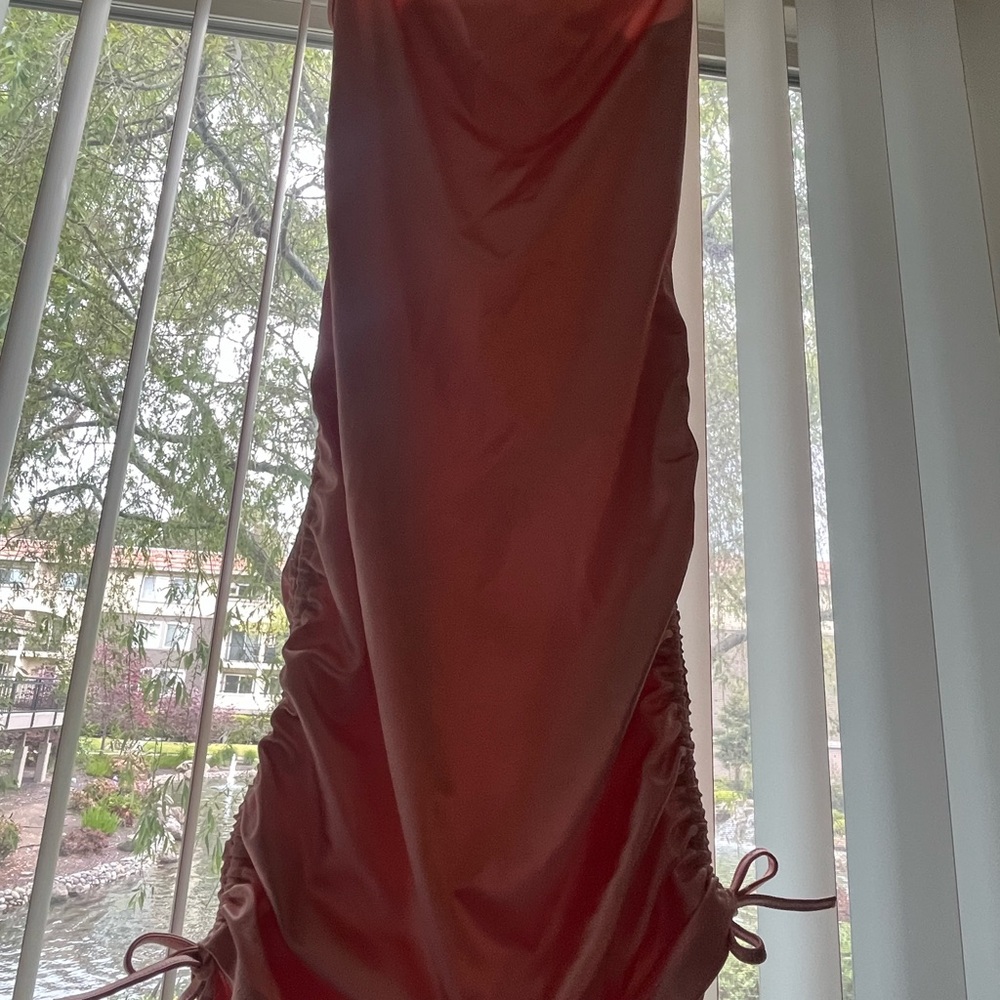 Elegant Baby Pink Stretchy Satin Dress Size XS
